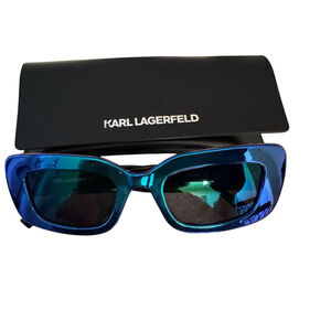 Karl Lagerfeld Women's 50mm Metallic Mirror Blue Black Sunglasses KL6164S-400